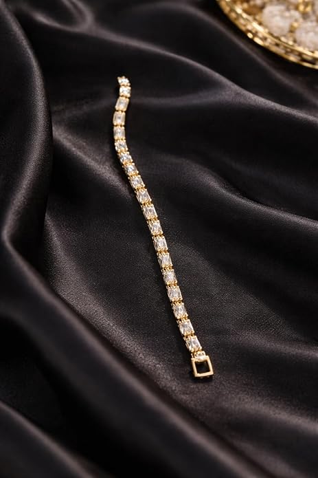 Crystal Tennis Bracelet – Gold Plated Sparkle Bracelet for Women