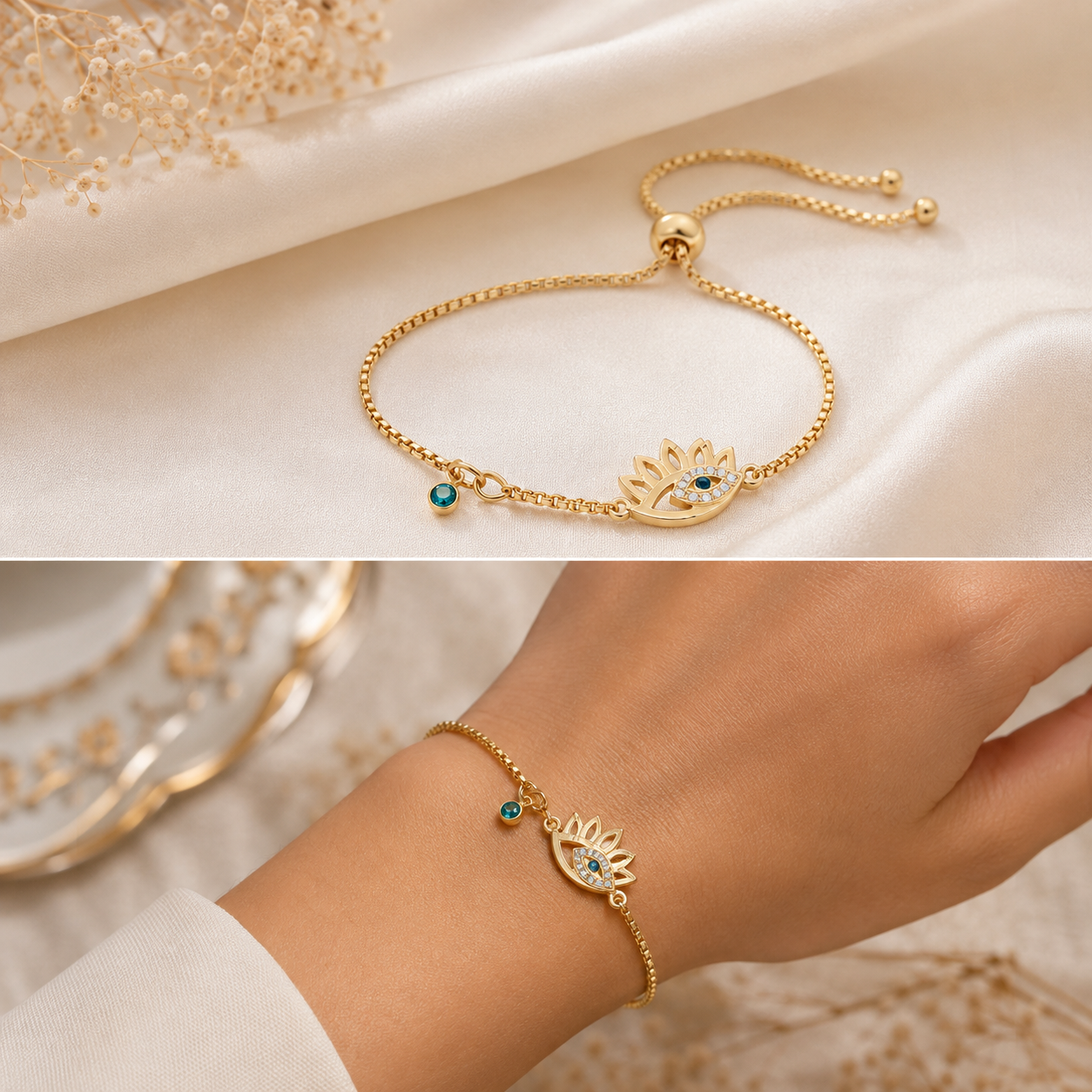 Evil Eye Hanging Beads Bracelet – Protection & Style