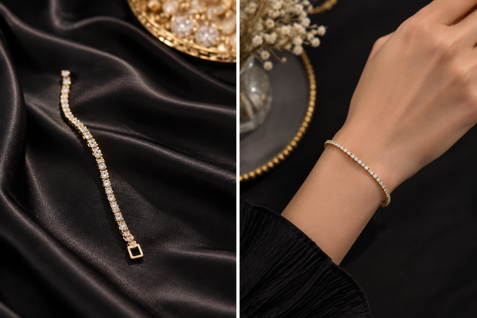 Crystal Tennis Bracelet – Gold Plated Sparkle Bracelet for Women