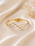 Elegant Gold Clover Crystal Cuff Bracelet