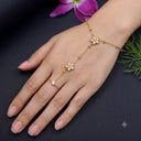Flower Hand Bracelet – Gold Plated with American Diamonds