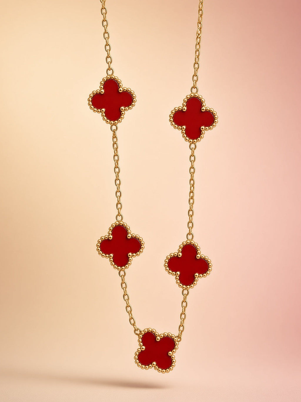 Ruby Clover Charm Necklace