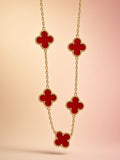 Ruby Clover Charm Necklace