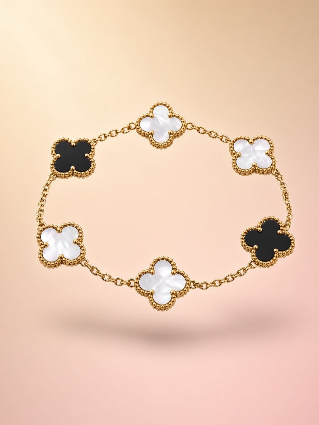 Noir & Pearl Clover Bracelet