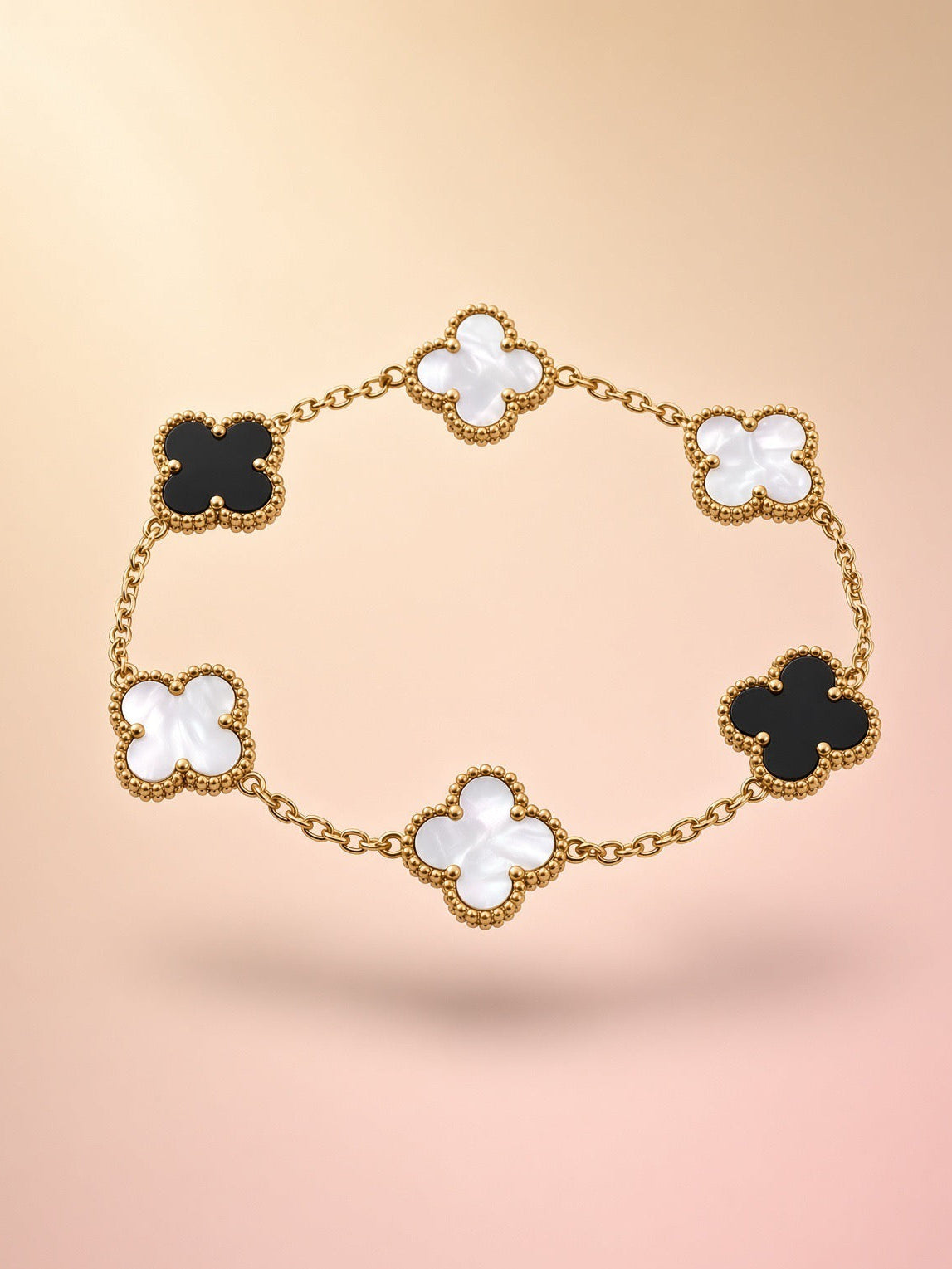 Noir & Pearl Clover Bracelet