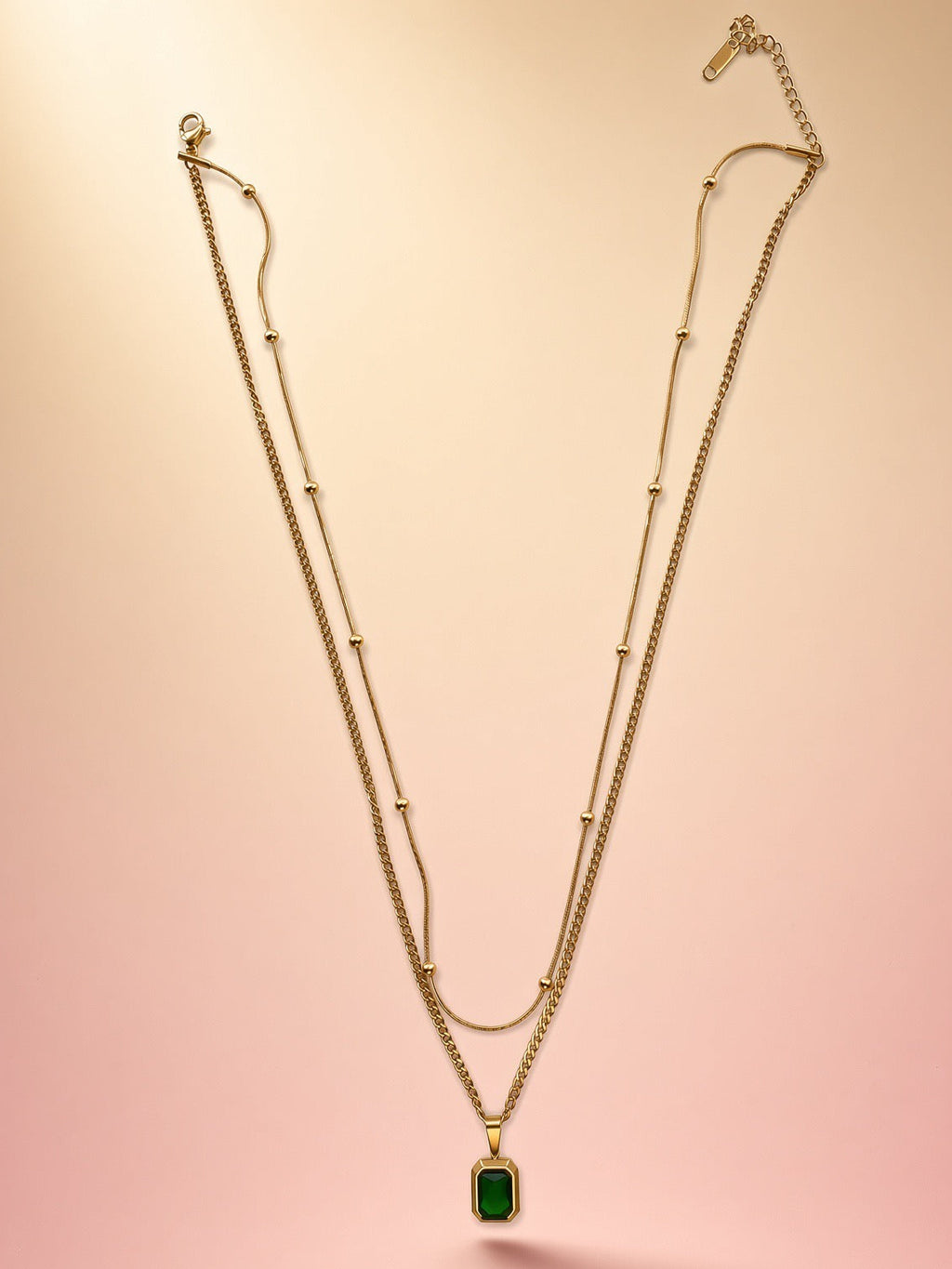 Emerald Luxe Layered Pendant Necklace