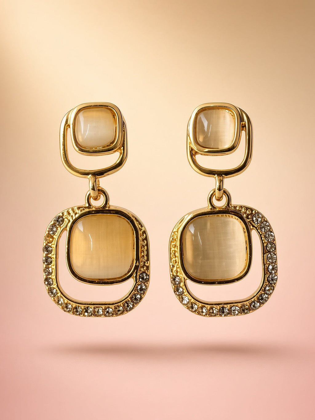 Golden Glow Crystal Drop Earrings
