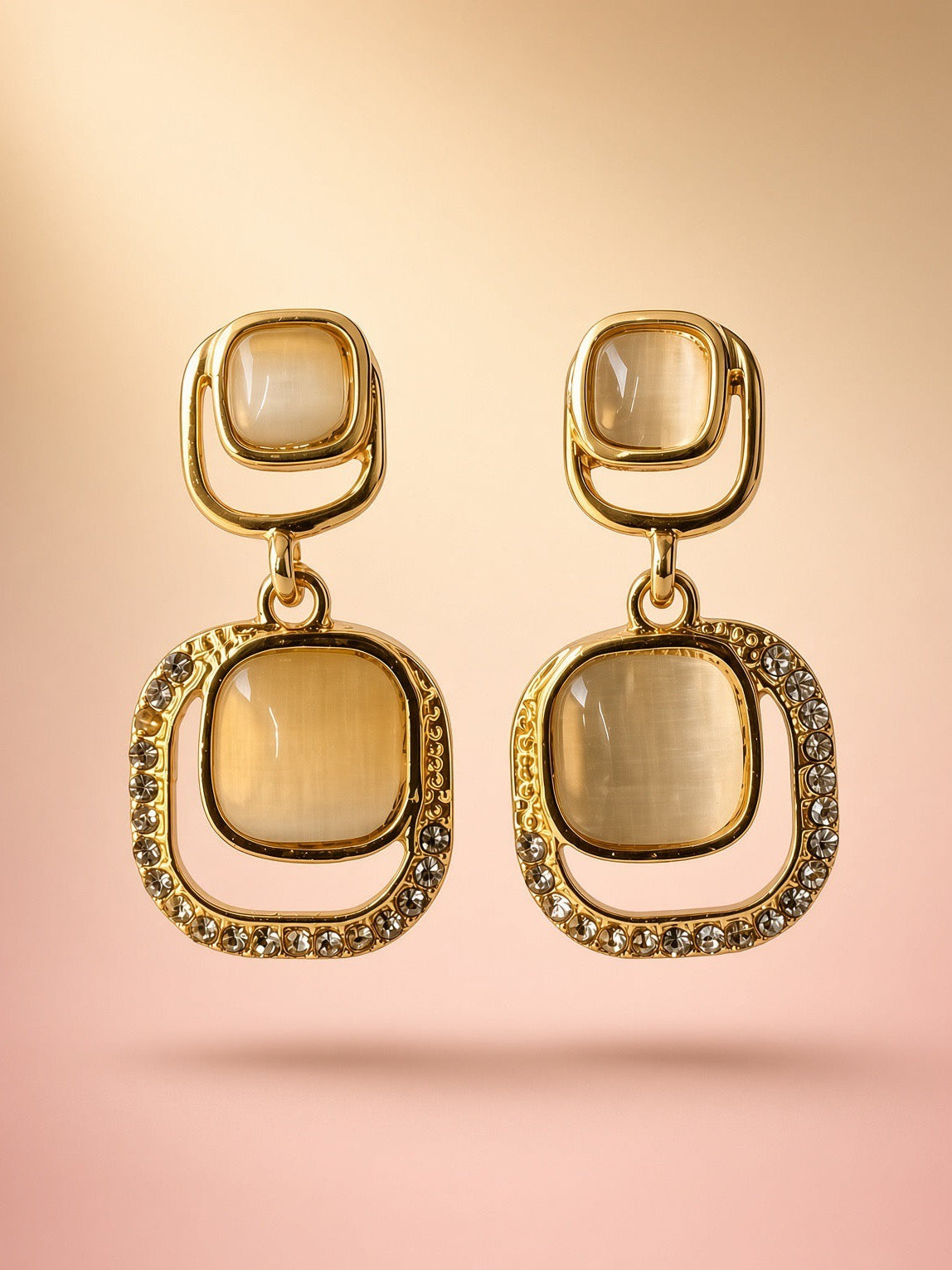 Golden Glow Crystal Drop Earrings