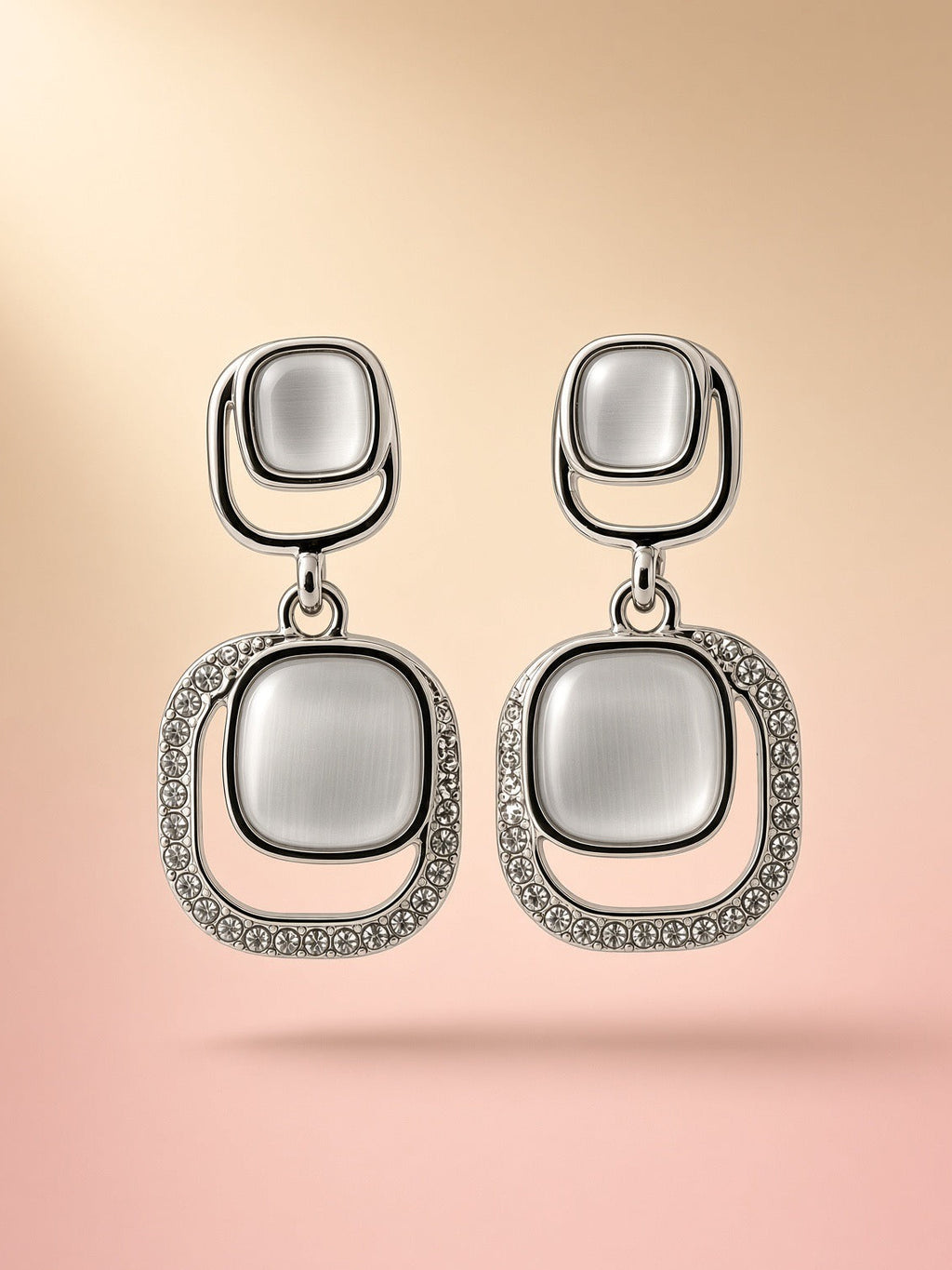 Silver Glow Crystal Drop Earrings