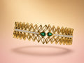 Emerald Leaf Crystal Cuff Bracelet