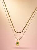 Emerald Square Layered Necklace