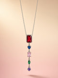 Ruby & Sapphire Multicolor Gemstone Pendant Necklace Silver