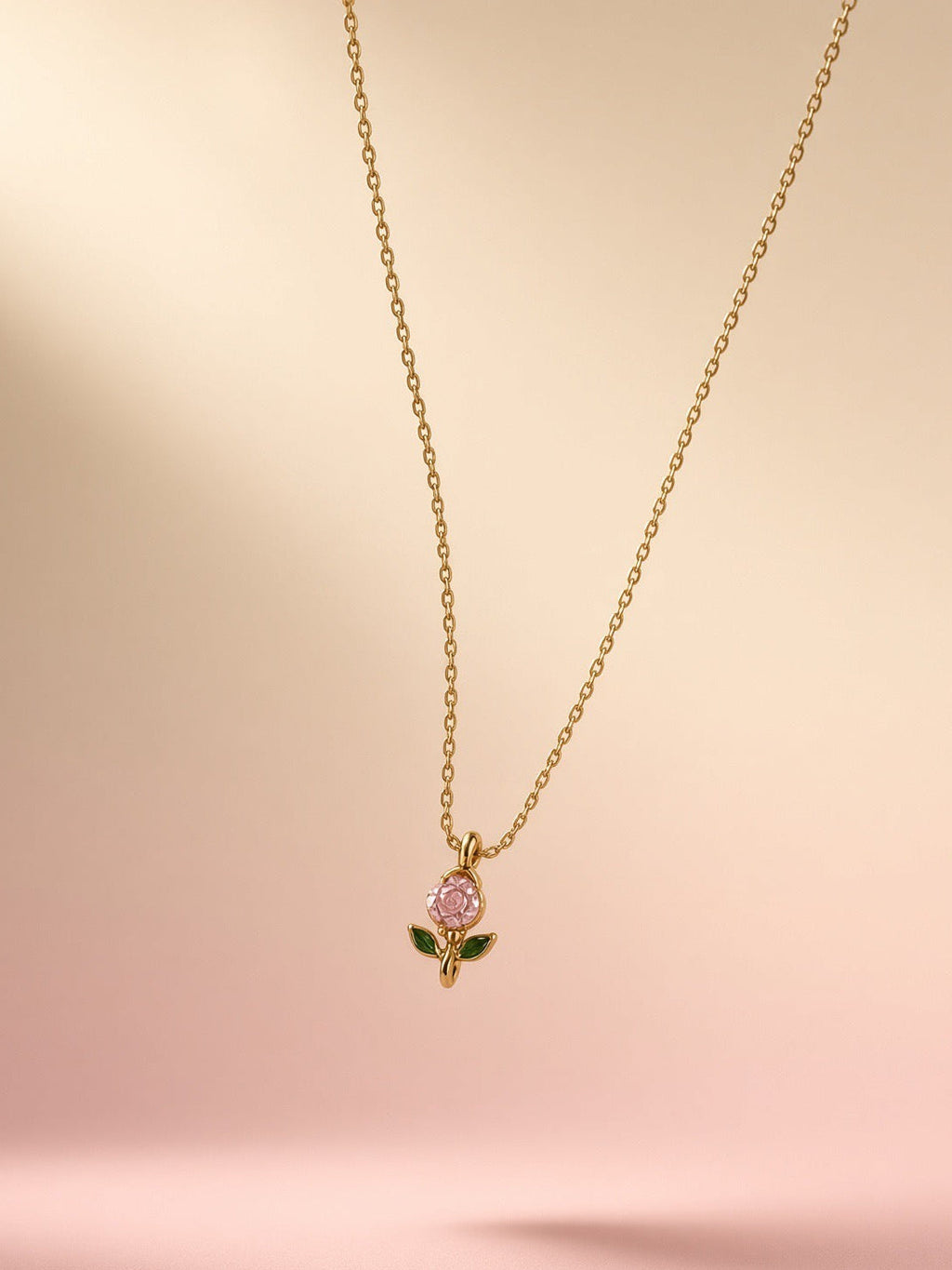 Blush Rose Crystal Pendant Necklace