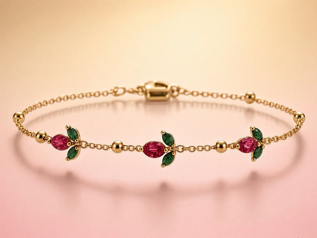 Ruby & Emerald Garden Crystal Bracelet