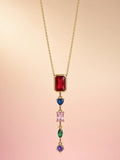 Ruby & Sapphire Multicolor Gemstone Pendant Necklace