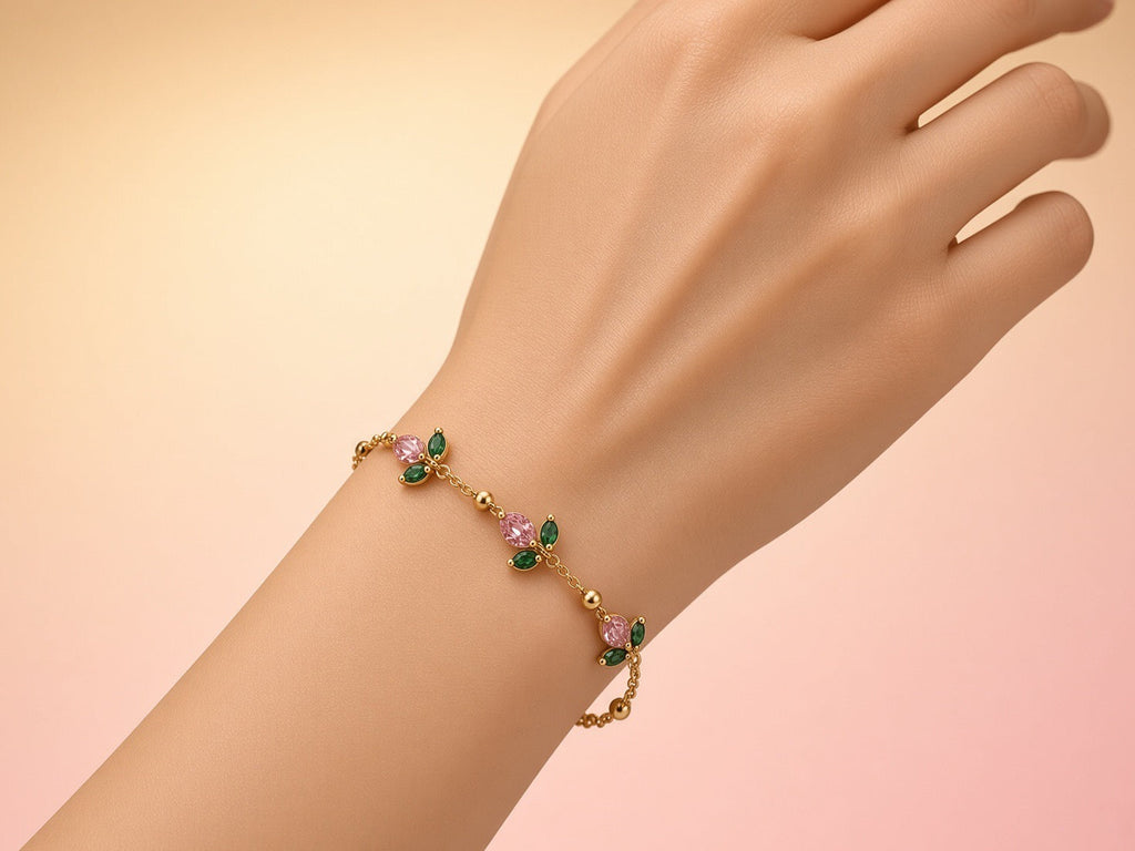 Ruby & Emerald Garden Crystal Bracelet
