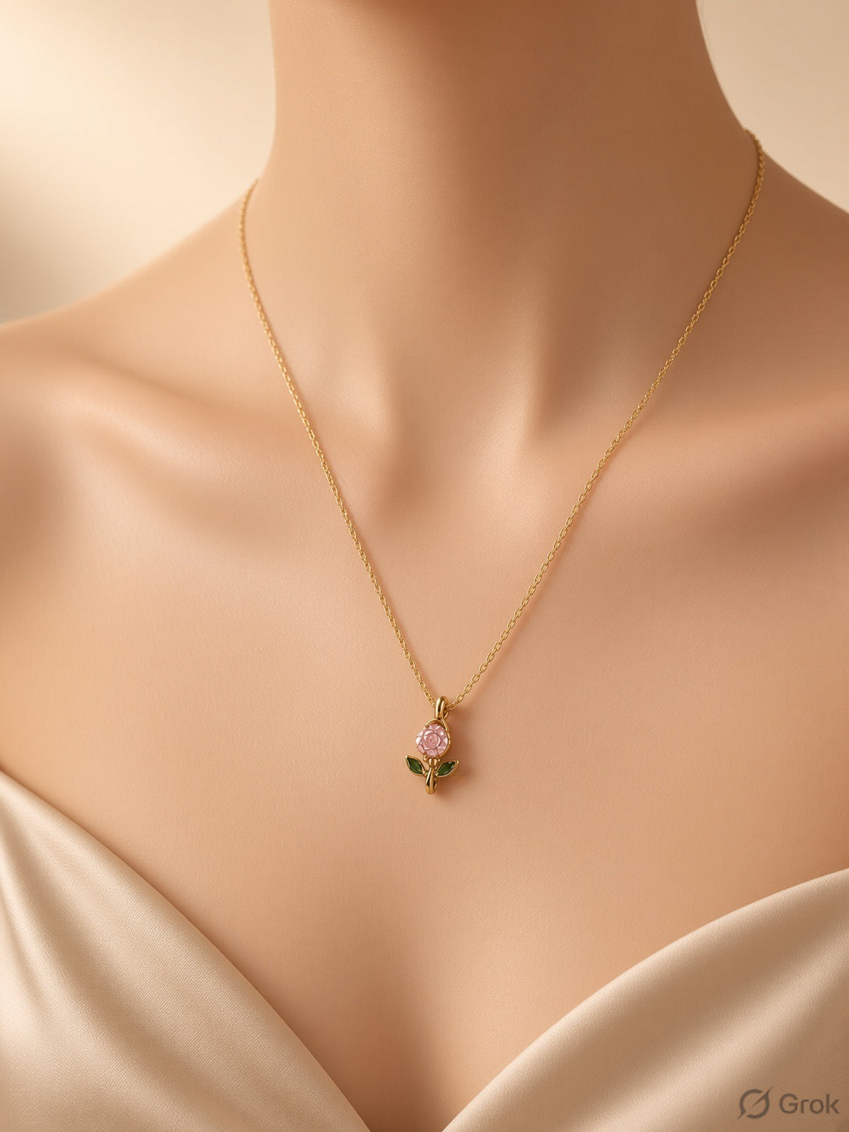 Blush Rose Crystal Pendant Necklace
