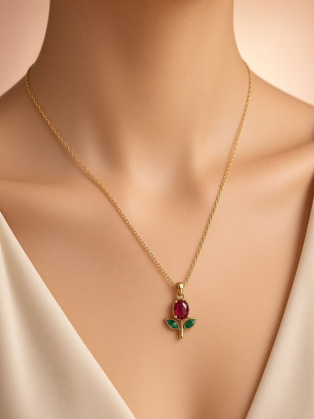 Ruby Rose Pendant Necklace