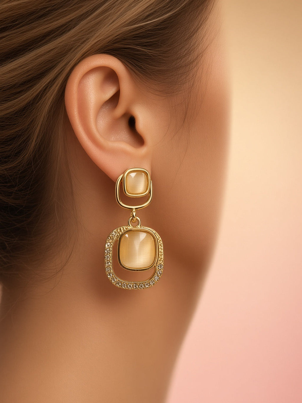 Golden Glow Crystal Drop Earrings
