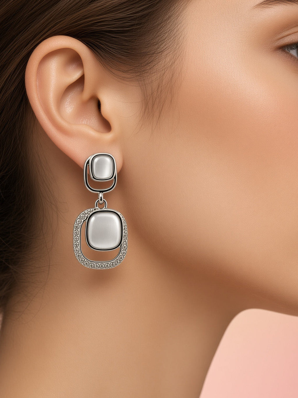 Silver Glow Crystal Drop Earrings