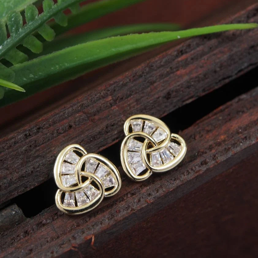 Korean Gold Plated Baguette Knot Stud Earrings
