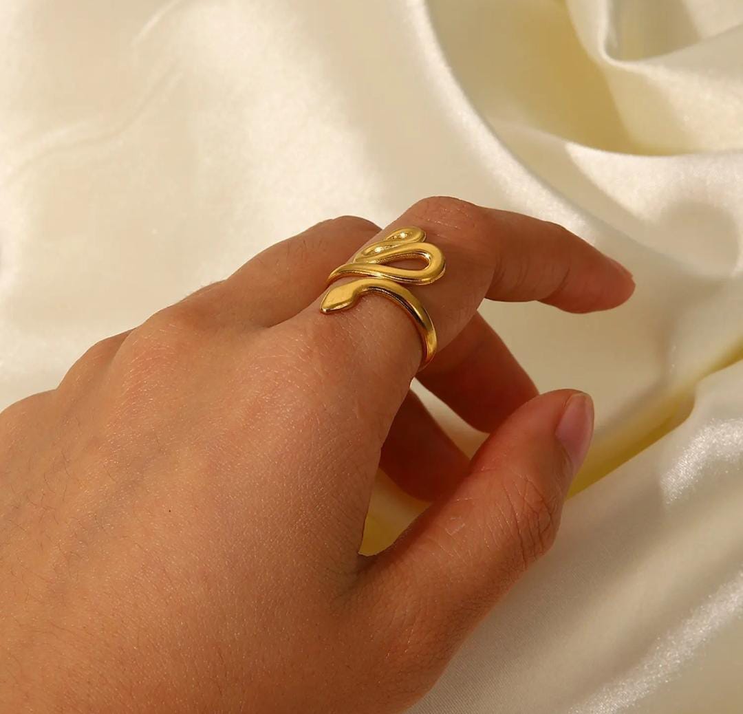 Anti-Tarnish Gold Plated Trendy Snake Ring