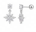 Anti-Tarnish Stainless Steel Rhodium Silver CZ Star Gaze Drop Stud Earrings